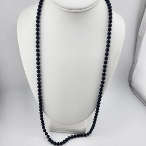 Oops A Daisy Navy‎ Blue Enameled Fused Metal Beaded Vintage Strand Necklace